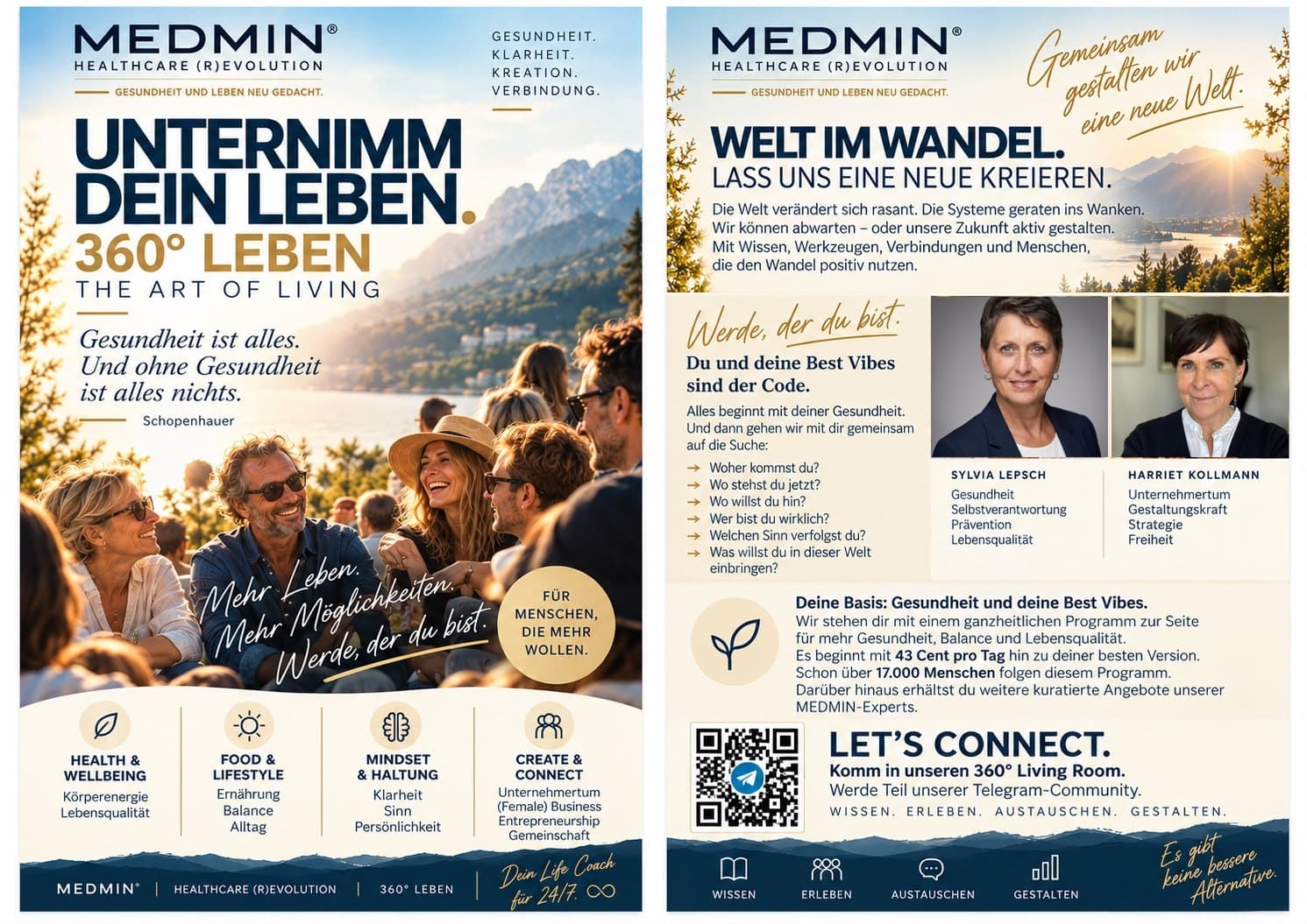 MEDMIN Flyer: Unternimm dein Leben – 360° Leben, Vorder- und Rückseite